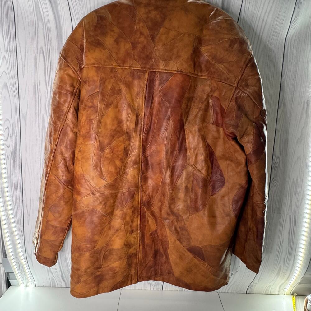 Vintage Y2K 90s  Legacy Patch Work Brown Leather Jacket Size XL Fur Lined - Picture 4 of 13